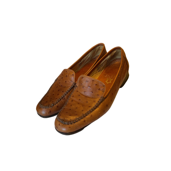 Calzaturificio Brunate Ostrich Leather Loafers Made in Italy Size 37 - Picture 3 of 12